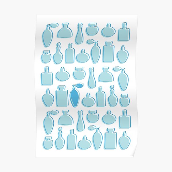 Blue Perfume Bottles Poster