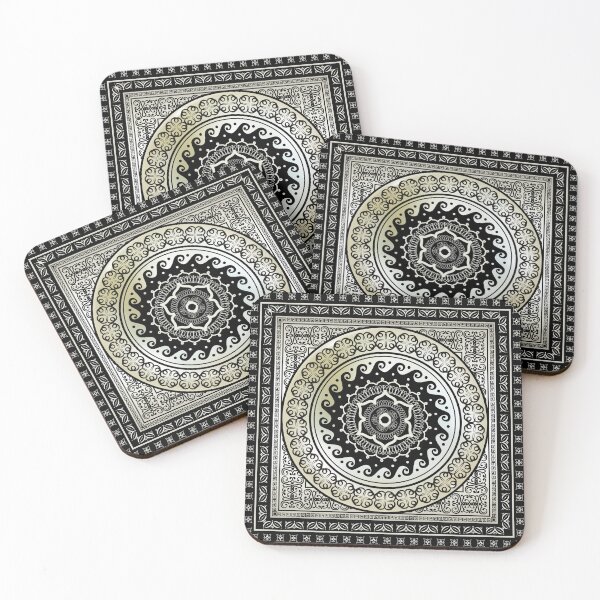 Item preview, Ornate Greek Key Meander Black and Cream Medallion  designed and sold by Yiorgos Designs.
