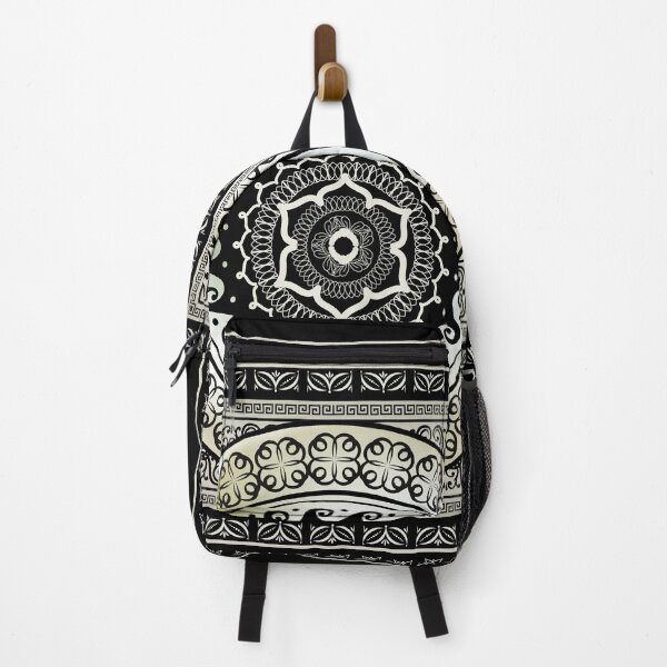 Item preview, Ornate Greek Key Meander Black and Cream Medallion designed and sold by Yiorgos Designs.