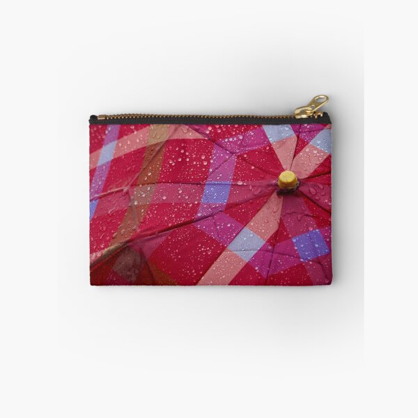 Item preview, Rain drops on checkered umbrella - Red, Blue & Purple designed and sold by Frédérique de Paus.