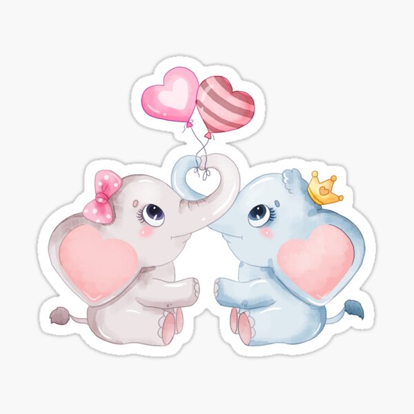 "Baby Elephants Holding Baloons With Their Noses" Sticker for Sale by