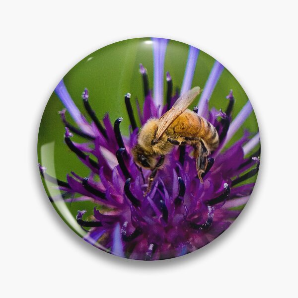Item preview, Wild purple flower with a bee in the middle - WelshDesigns designed and sold by welshdesigns.