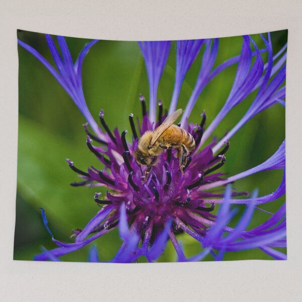 Item preview, Wild purple flower with a bee in the middle - WelshDesigns designed and sold by welshdesigns.