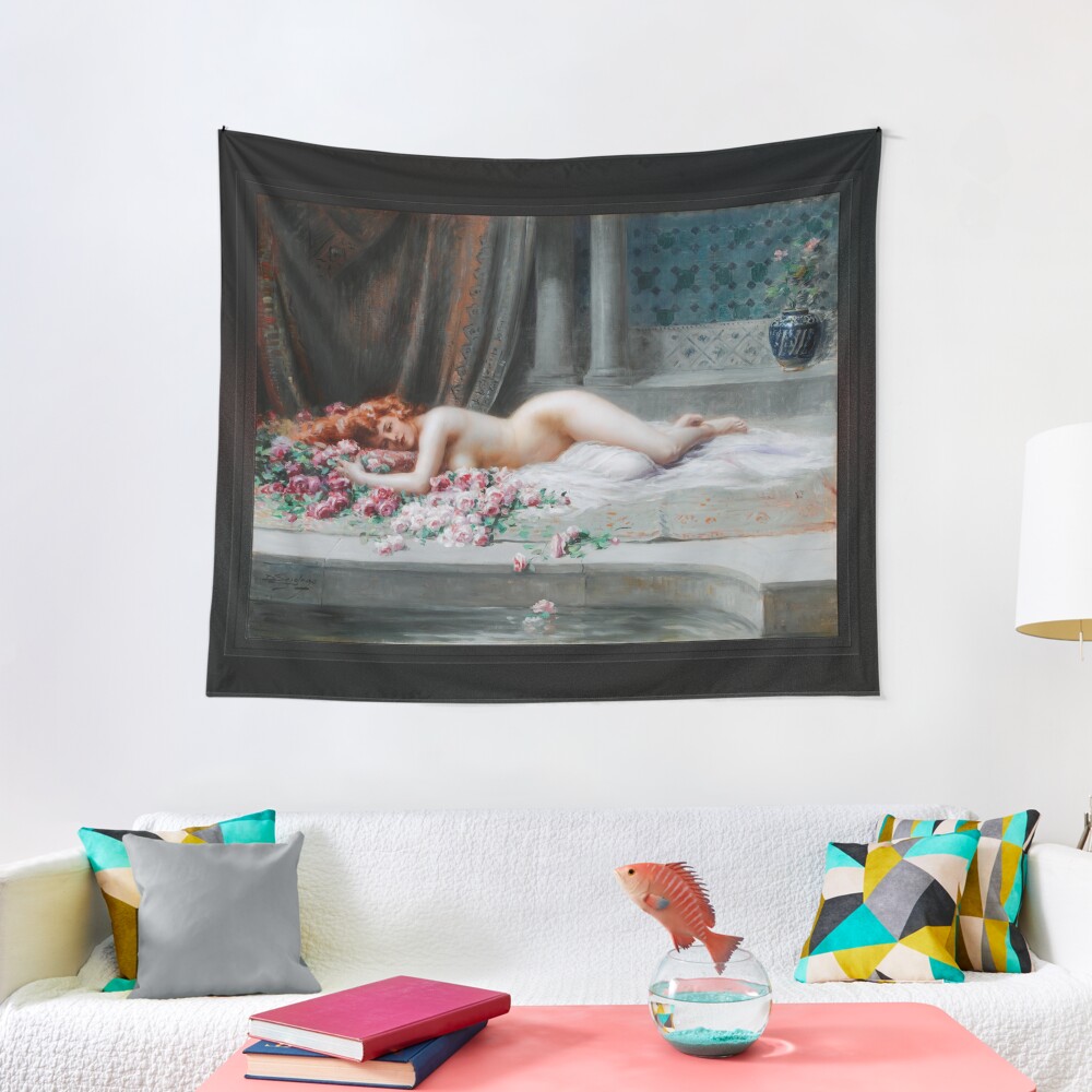 Desnudo acostado de Delphin Enjolras ReUna belleza relajanteor7 Arte clásico Reproducciones de viejos maestros Tela decorativa Nu Allongé by Delphin Enjolras Remastered Xzendor7 Classical Art Old Masters Reproductions Tapestry