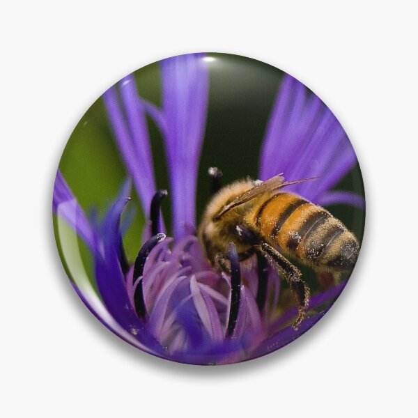 Item preview, Wild purple flower with a bee in the middle - WelshDesigns designed and sold by welshdesigns.