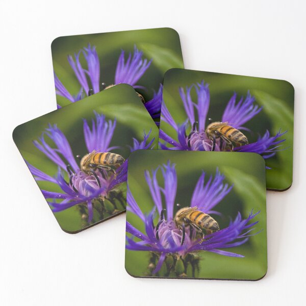 Item preview, Wild purple flower with a bee in the middle - WelshDesigns designed and sold by welshdesigns.