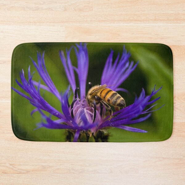Item preview, Wild purple flower with a bee in the middle - WelshDesigns designed and sold by welshdesigns.