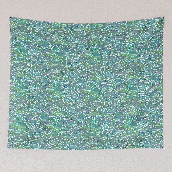 Item preview, Blue Fog - Yakuza Tattoo Style Tribal Pattern designed and sold by Veronika Bychkova.