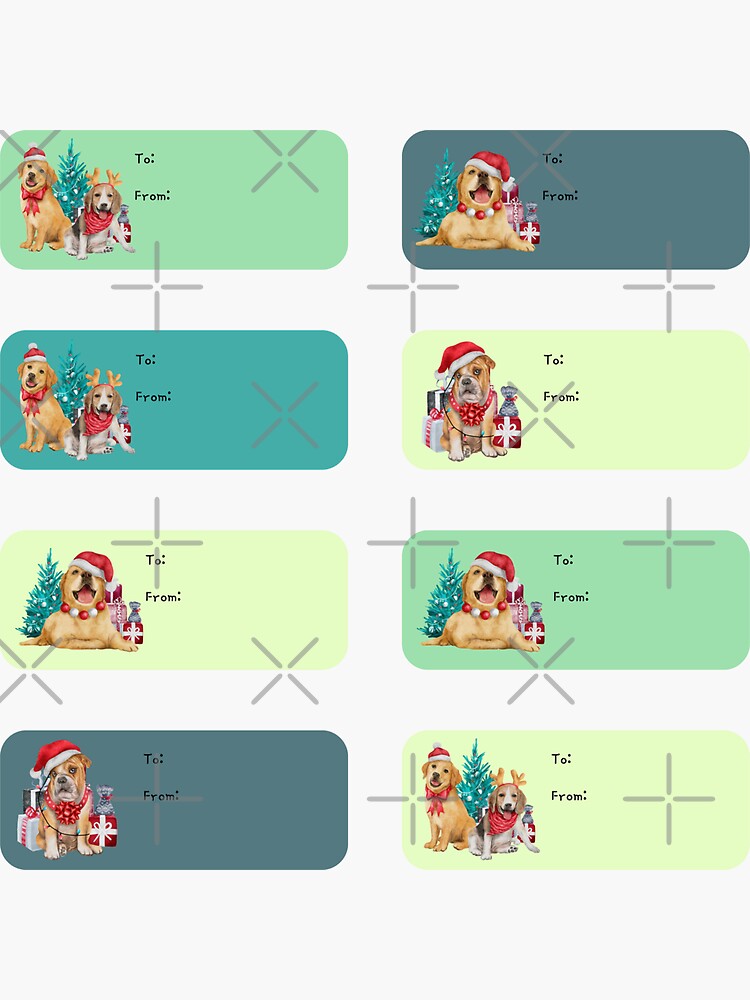 Cute Watercolor Wild Animals Christmas Present Labels Holiday Gift