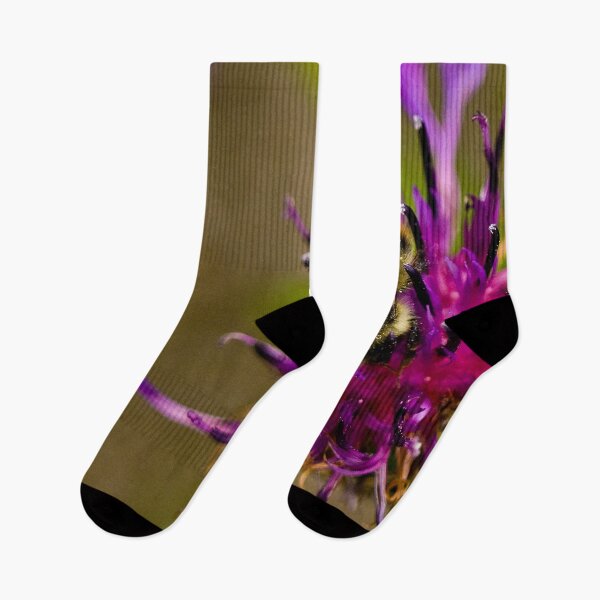 Item preview, Wild purple flower with a bee in the middle - WelshDesigns designed and sold by welshdesigns.