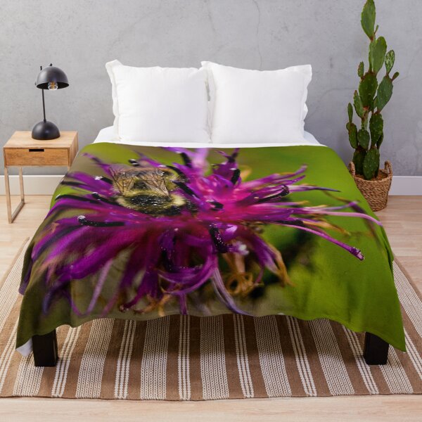Item preview, Wild purple flower with a bee in the middle - WelshDesigns designed and sold by welshdesigns.