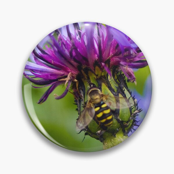 Item preview, Wild purple flower with a bee in the middle - WelshDesigns designed and sold by welshdesigns.