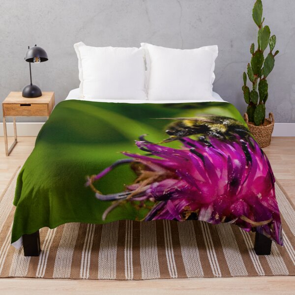 Item preview, Wild purple flower with a bee in the middle - WelshDesigns designed and sold by welshdesigns.