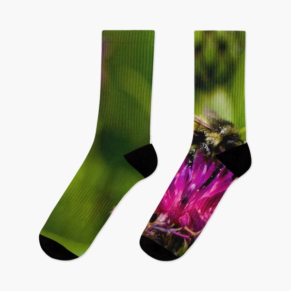 Item preview, Wild purple flower with a bee in the middle - WelshDesigns designed and sold by welshdesigns.