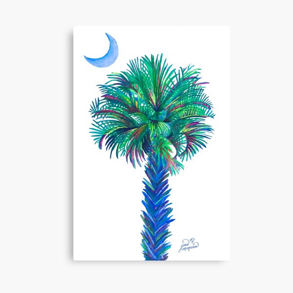 Palm Tree at Night outline Canvas Print