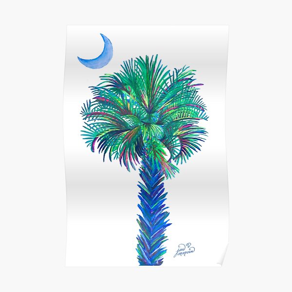 Palm Tree at Night outline Poster