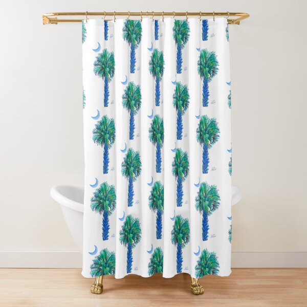 Palm Tree at Night outline Shower Curtain