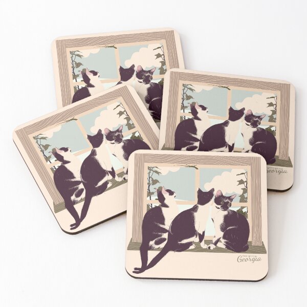 Item preview, Mischievous Kitten Trio on a Window Sill designed and sold by DesigninGeorgia.