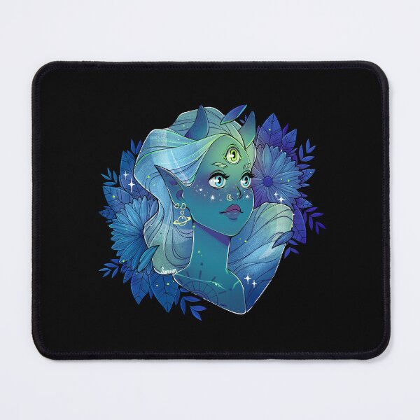 Item preview, Cute Blue Anime Alien Girl with Planet Earring - Original Design designed and sold by SumiyaArt.