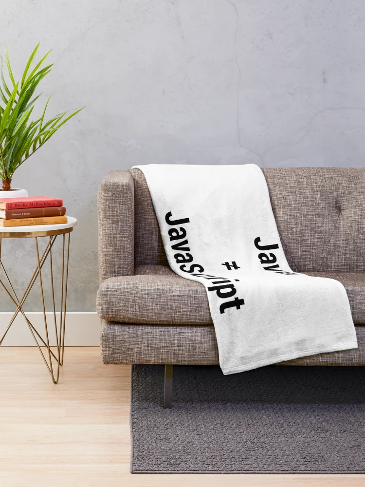 Thumbnail 2 of 6, Throw Blanket, Java is not JavaScript Annoyed Programmer/Developer Black Text designed and sold by geeksta.