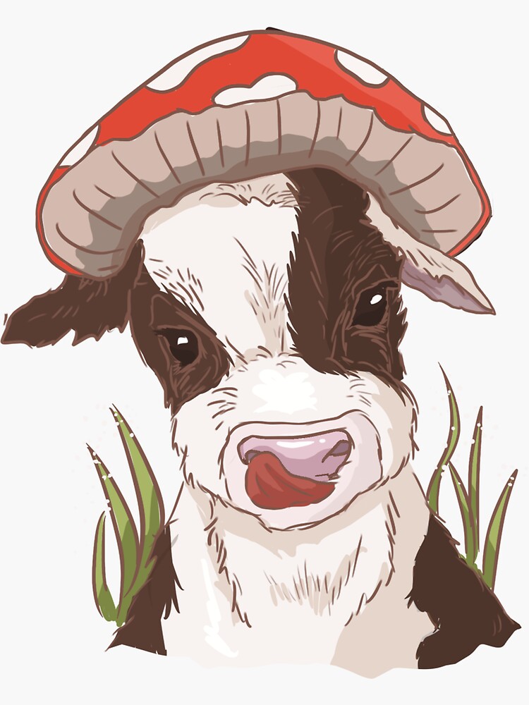 "Mushroom cow" Sticker for Sale by sunnyaesthetic Redbubble