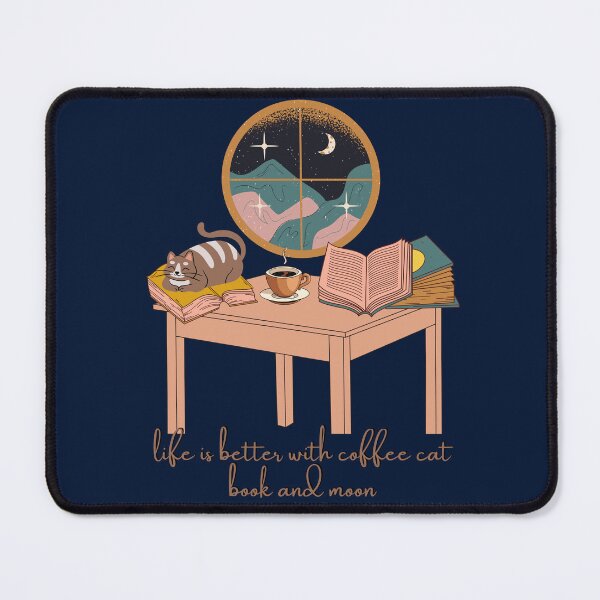 Item preview, Life is better with coffee cat book and moon designed and sold by xbatata.