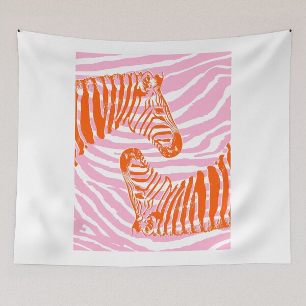 Item preview, zebra heads - pink and orange designed and sold by Julia Santos.