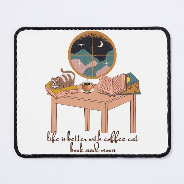 Item preview, Life is better with cat coffee book and moon designed and sold by xbatata.