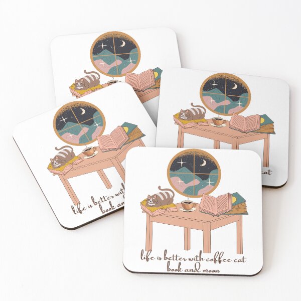 Item preview,  Life is better with cat coffee book and moon designed and sold by xbatata.