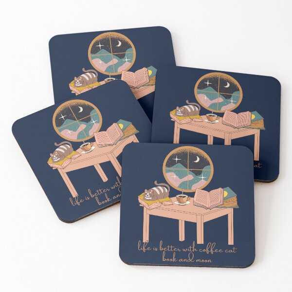 Item preview, Life is better with coffee cat book and moon designed and sold by xbatata.