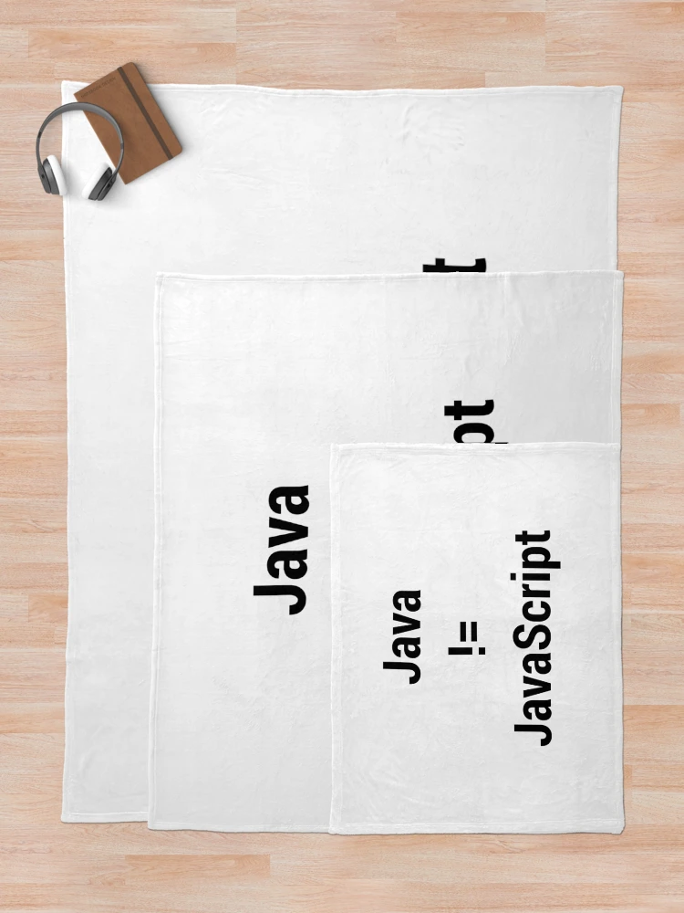 Thumbnail 5 of 6, Throw Blanket, Java not equals JavaScript Bugged Programmer Design - Black Text designed and sold by geeksta.