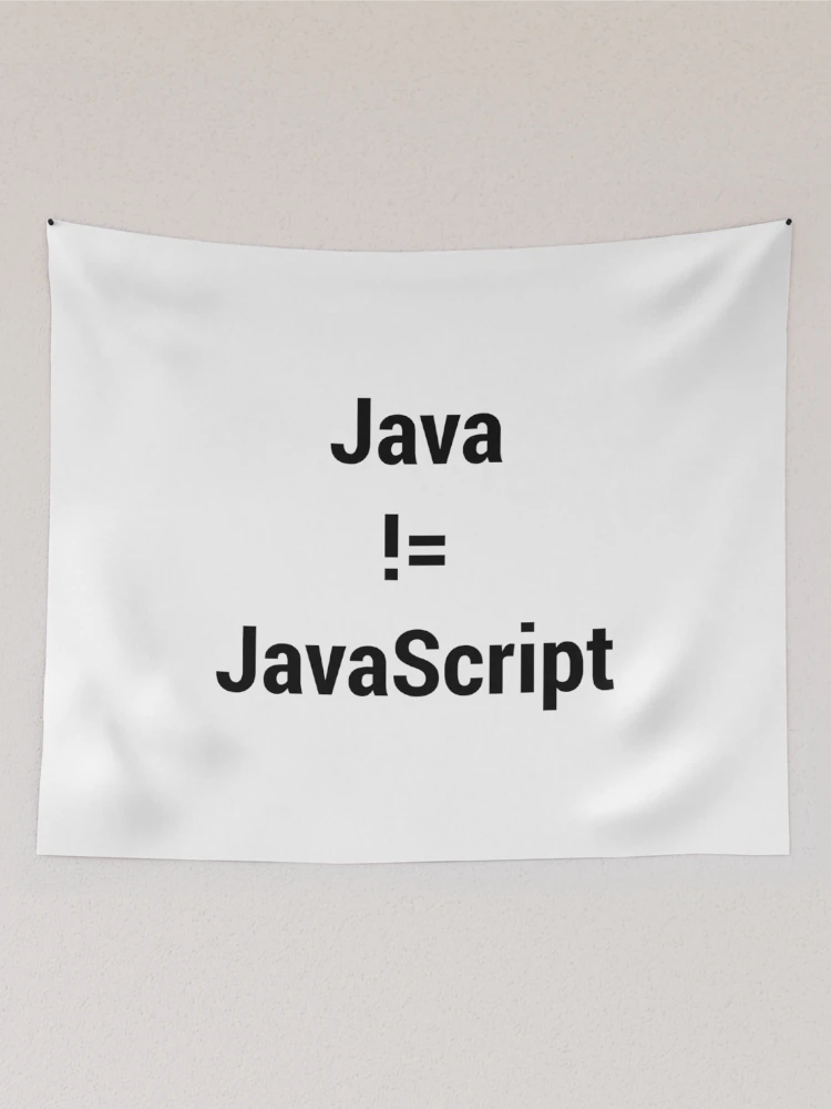 Thumbnail 2 of 3, Tapestry, Java not equals JavaScript Bugged Programmer Design - Black Text designed and sold by geeksta.