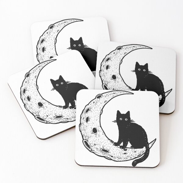 Item preview, Black cat on Moon designed and sold by IronicEmpire.