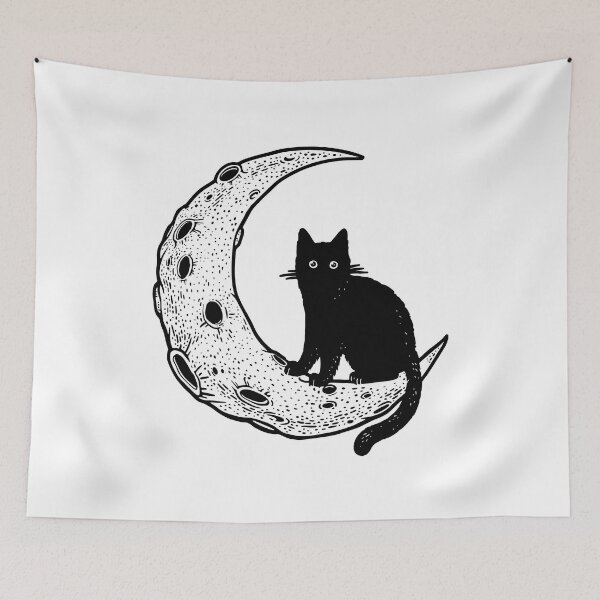 Item preview, Black cat on Moon designed and sold by IronicEmpire.
