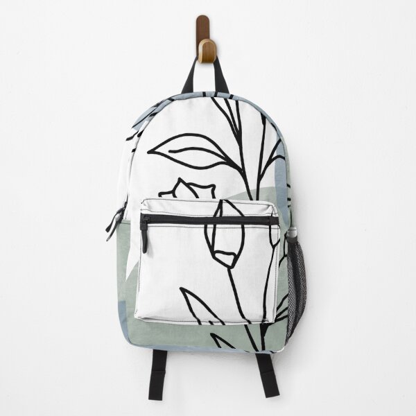 Item preview, Sage Green and Pastel Blue Line Botanical Art designed and sold by StudioArtNew.