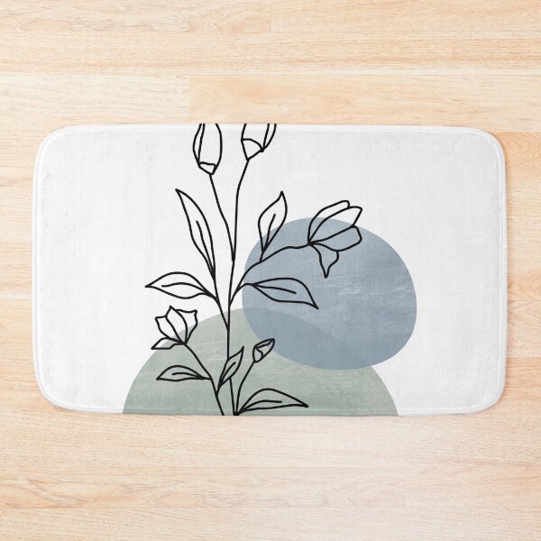 Item preview, Sage Green and Pastel Blue Line Botanical Art designed and sold by StudioArtNew.