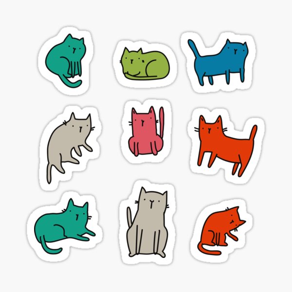 Cool Cats. Funny cute colorful pet design. Sticker