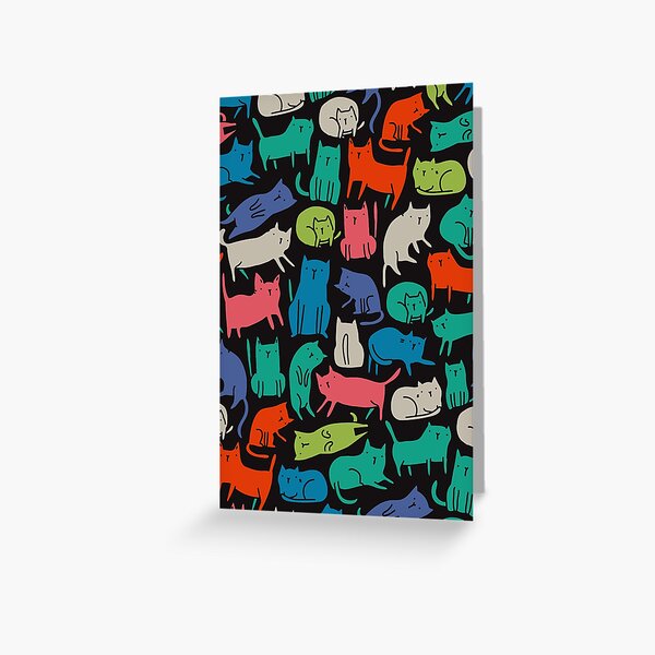 Cool Cats. Funny cute colorful pet design. Greeting Card