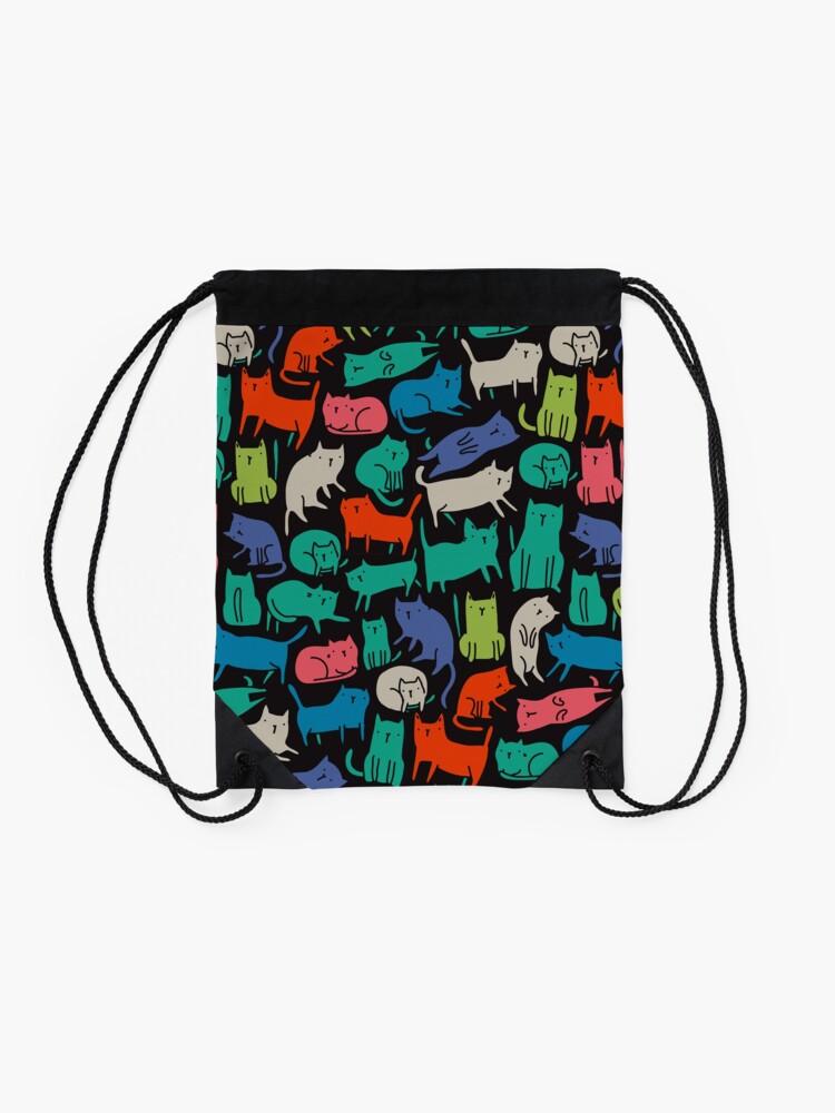 Alternate view of Cool Cats. Funny cute colorful pet design. Drawstring Bag