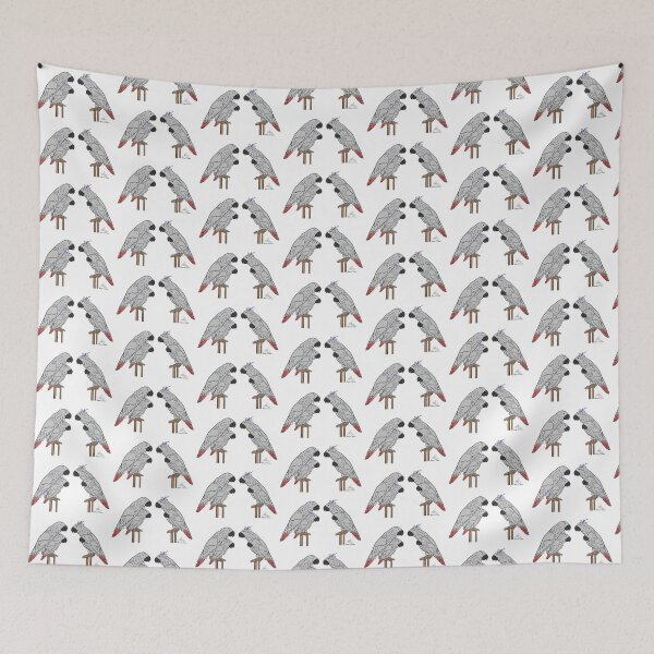 Item preview, Crazy Bird Lady with Family of African Greys designed and sold by Laughing Parrot Studio.