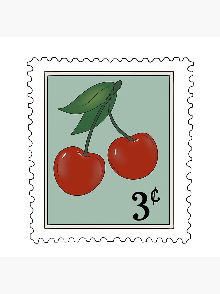 Vintage cherry stamp sticker | Art Print