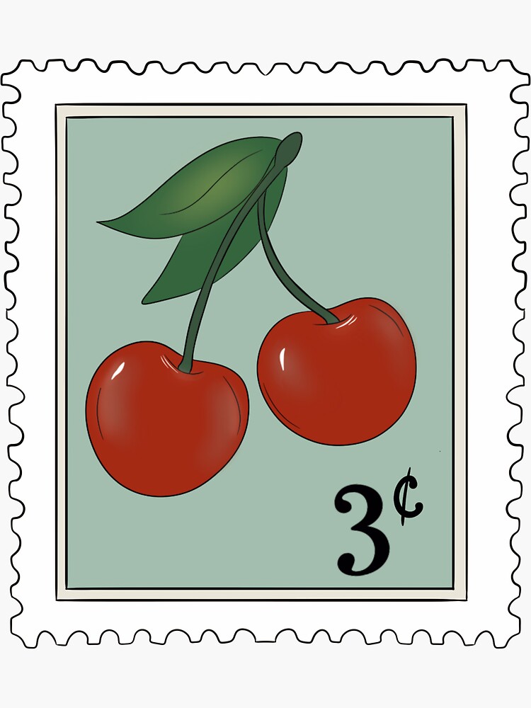 Vintage cherry stamp sticker | Sticker