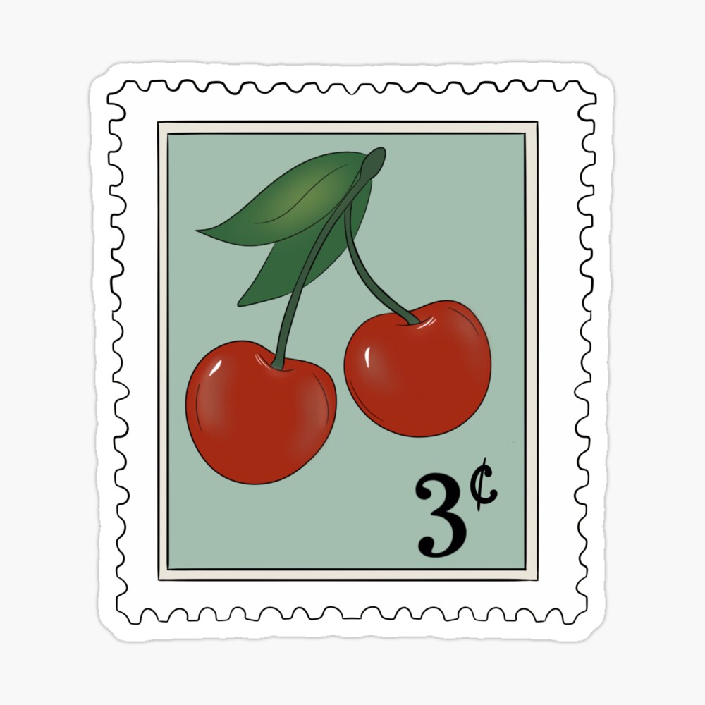 Vintage cherry stamp sticker