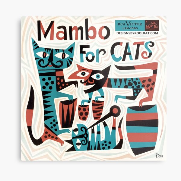 Mambo for Cats Mid Century Record Sleeve Art Metal Print