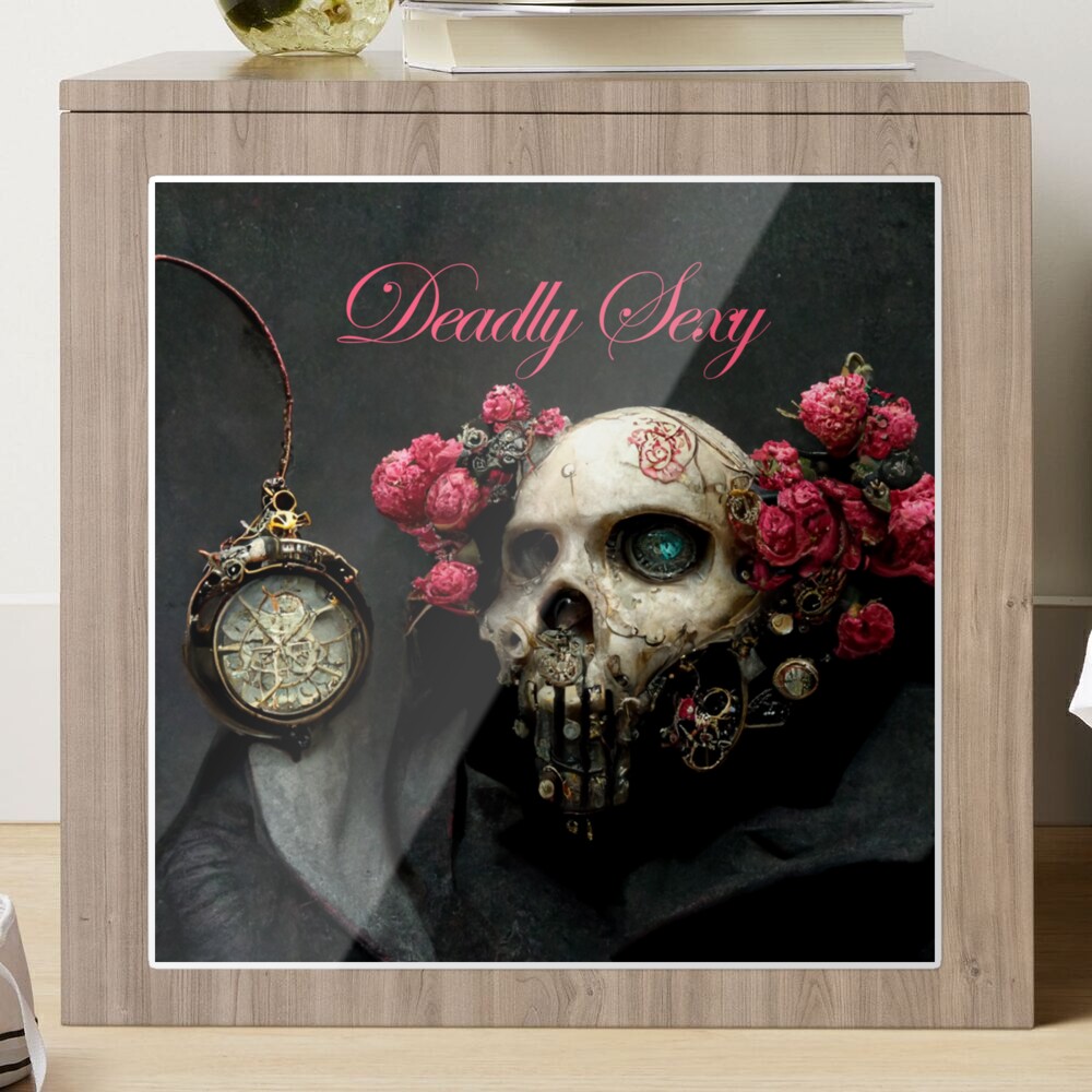 Steampunk / Cyberpunk deadly sexy gothic skull with beautiful pink roses  and pocket watch