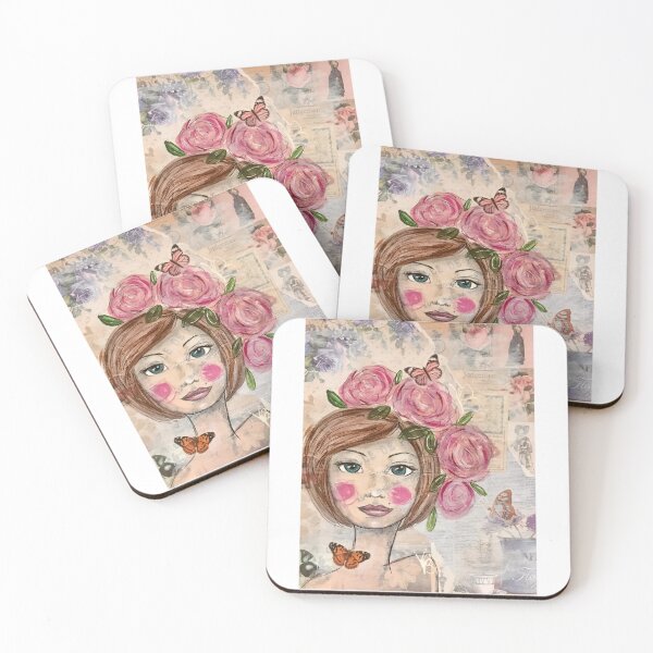 Item preview, "No Judgement" portrait lady with roses and butterflies designed and sold by Undertheoaktree.