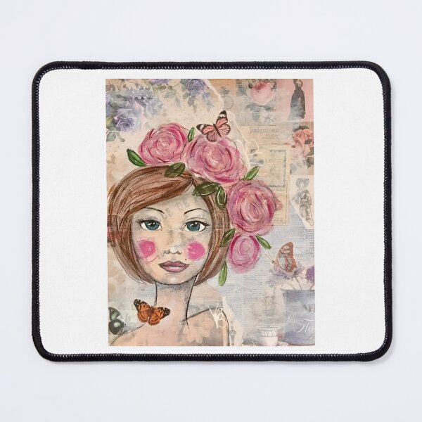 Item preview, "No Judgement" portrait lady with roses and butterflies designed and sold by Undertheoaktree.