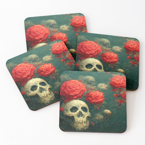 Item preview, Gothic vibe skull and red roses in the river designed and sold by DarkDesign69.