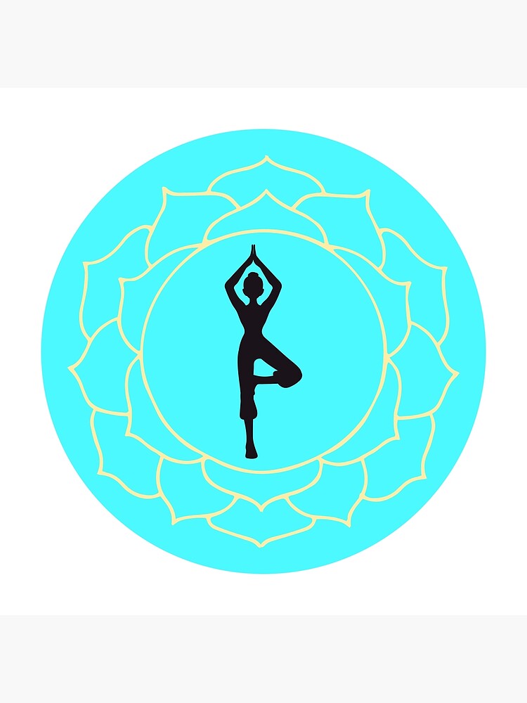 Yoga Tree Pose With Beautiful Mandala Lotus Pattern Poster For Sale