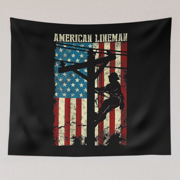 Item preview, Lineman American flag Electric Cable gift Patriotic Lineman designed and sold by pleasingvaultin.